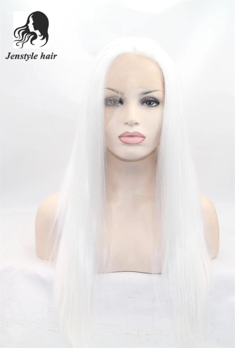 High quality White Straight synthetic hair wigs lace front wig heat resistant free shippingwig