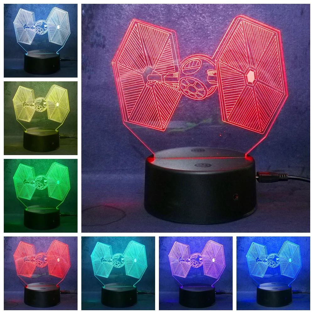 Cool Star Wars TIE Fighter3D Night Lights 7 Colors LED Lights USB