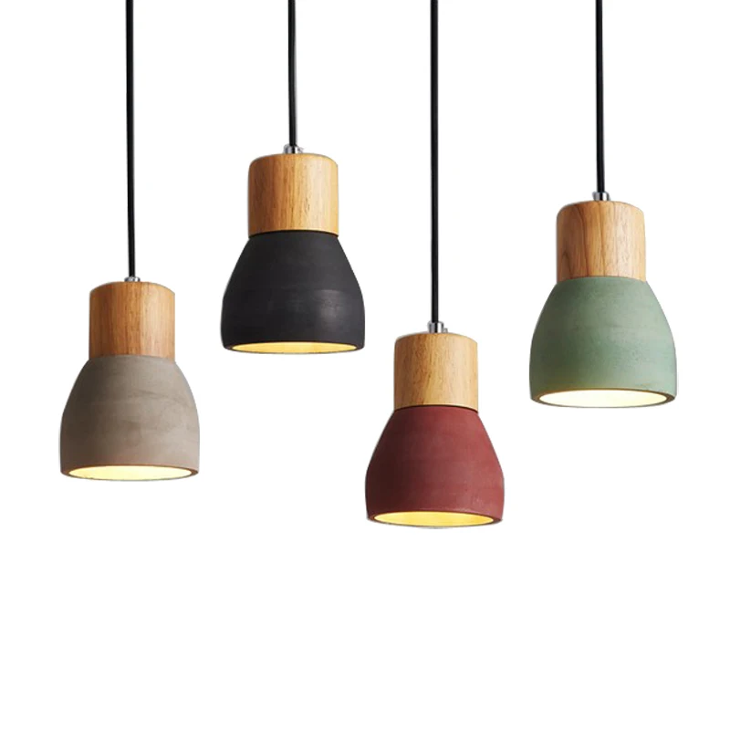 

Nordic Retro Industria Cement Pendant Lights Simple Bar Cafe room Bedside hanging lights Modern Wood Indoor Decor Pendant lamp
