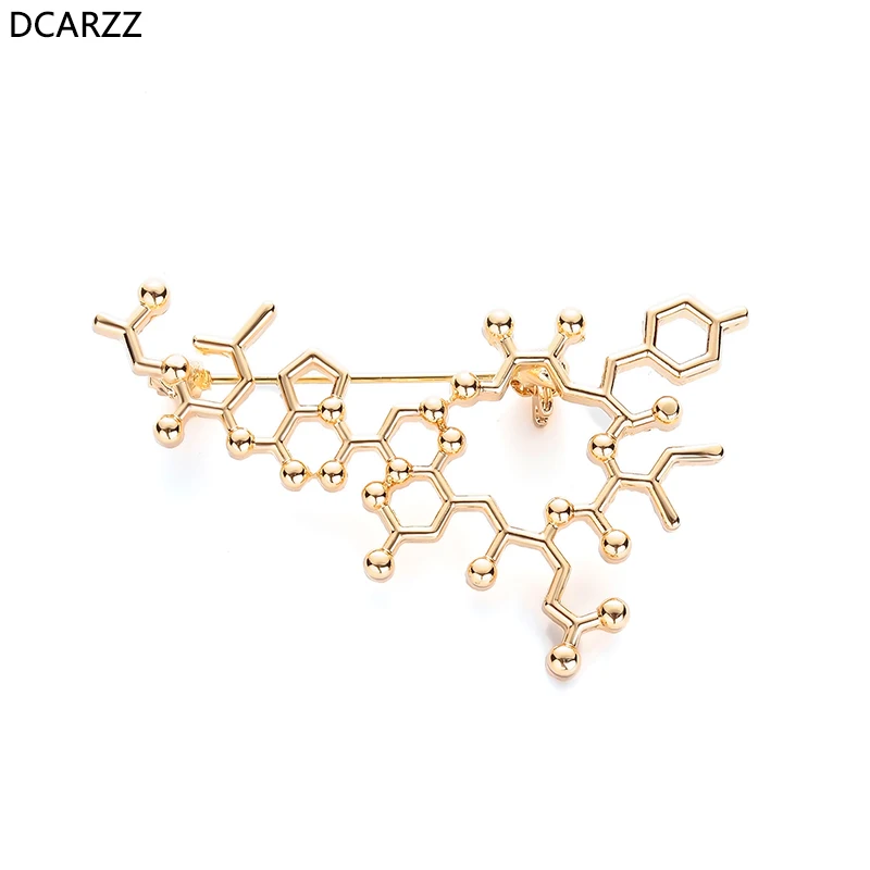 

Silver Plated Oxytocin Molecule Pin Science Big Brooch Metal Badge Molecular Gift Science Nerd Gift Medical Jewelry Wholesale