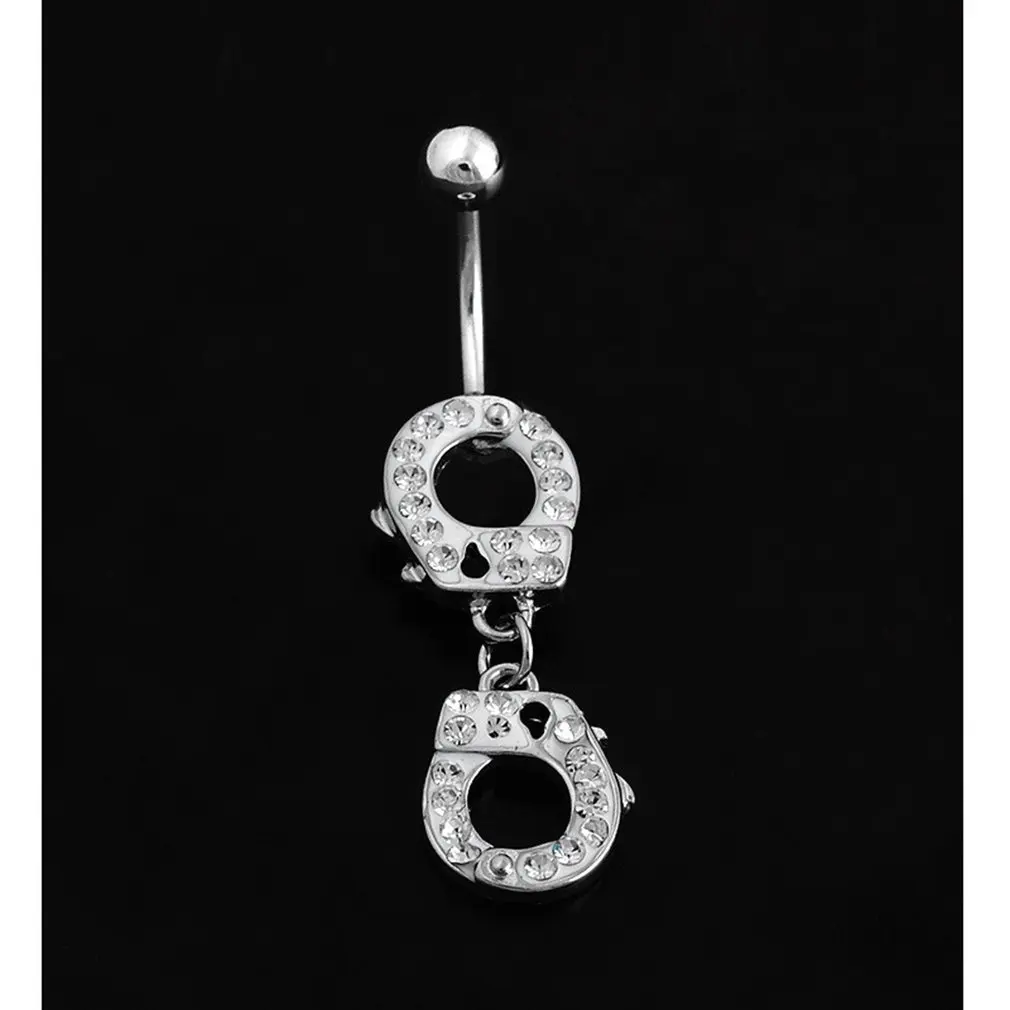 

Q01112 Alternative Puncture Handcuffs Belly Ring Crystal Rhinestone Belly Button Rings Navel Piercing