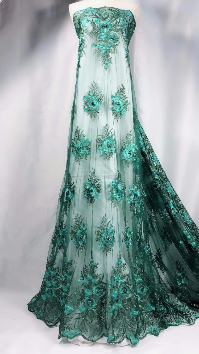 

Dark green African Fabric High Quality French Lace Fabric pink With beads Embroidery Designs Nigerian Lace For Wedding 2018