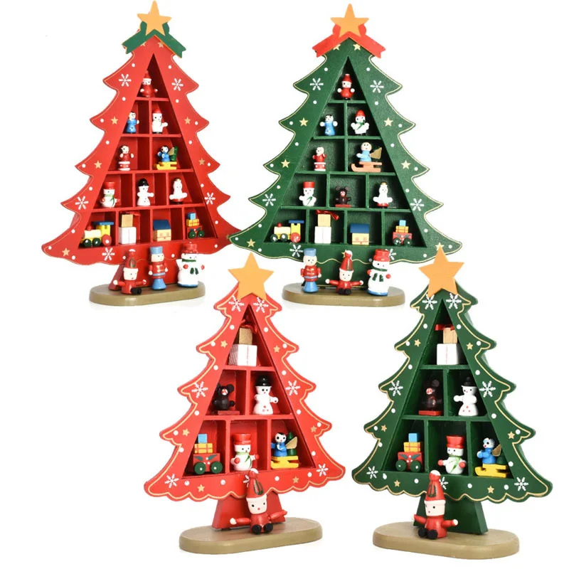 

Mini Christmas Tree Painted Christmas Tree Decorations Christmas Wooden Card Decorations For Home New Year Present Kids Gift