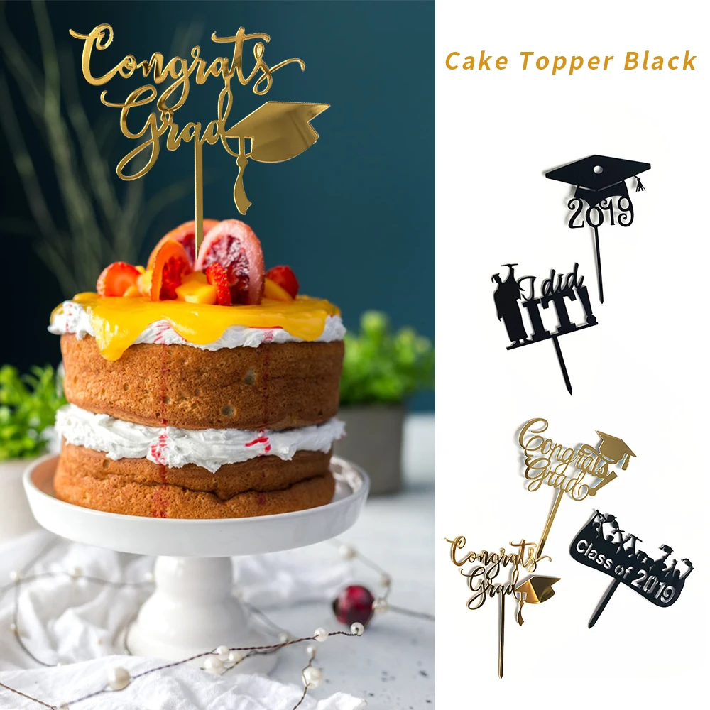 

1PCs New 2019 Graduation Cake Topper Doctorial Hat Arylic Cake Packing Card For Graduate Theme Party Decorations Supplies