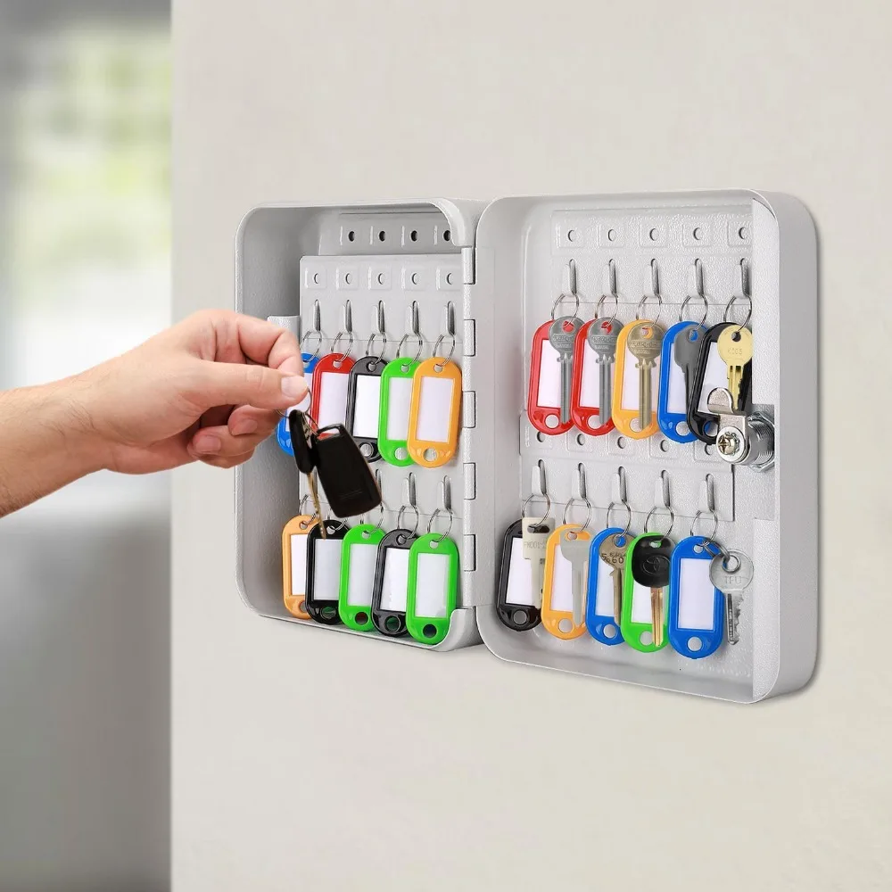 LESHP Key Lockable Metal Box With 20 Tags Wall Mounted Security