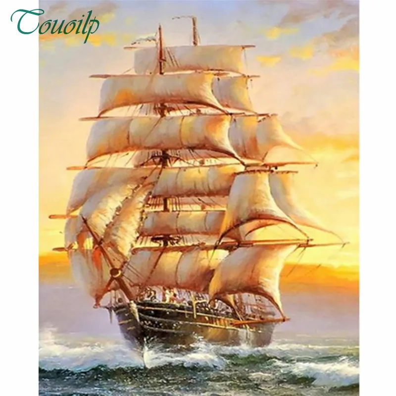 

5D diy diamond embroidery landscape Sailboat Sunset Diamond Painting Round&square Mosaic Decoration Needlework Decoration Gift