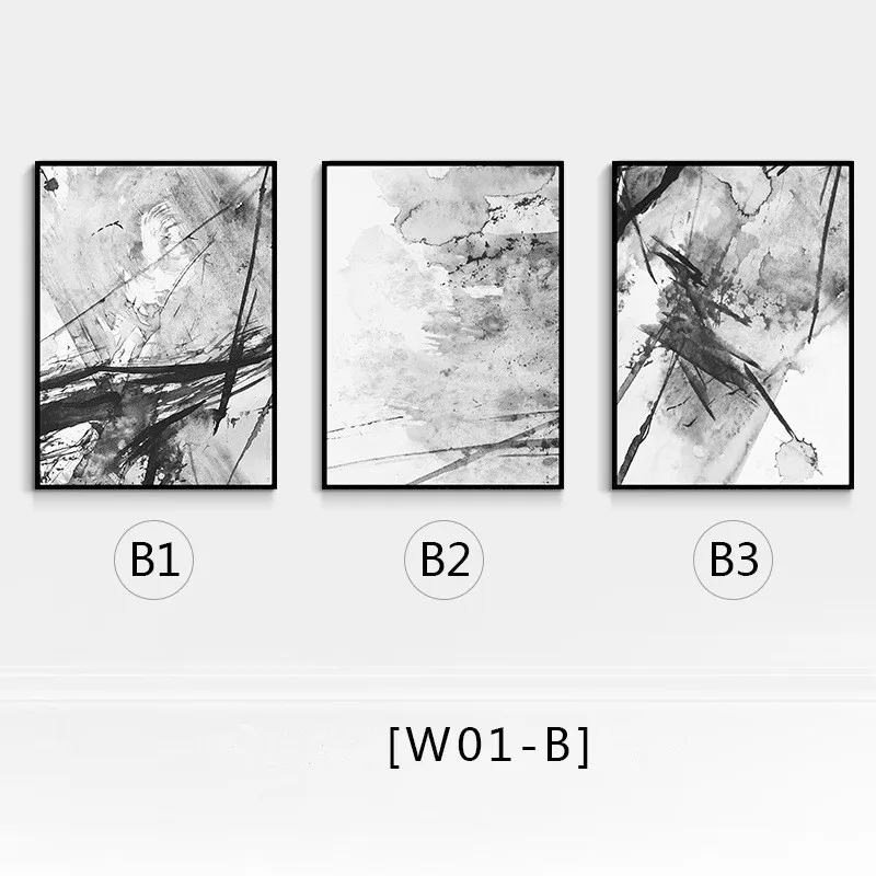 Китайская живопись стиль 3 шт. большие рамки для картин домашний офис настенные подвесные рамки для фотографий художественный триплекс Фреска рамка moldura - Цвет: W01-B