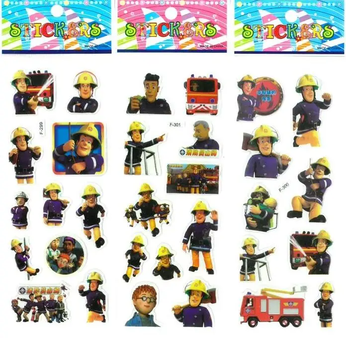 3 листа/набор Пожарный Сэм наклейки игрушки для детей домашний Декор стены на ноутбуке милый мультфильм Мини 3D Пена наклейки подарки игрушки