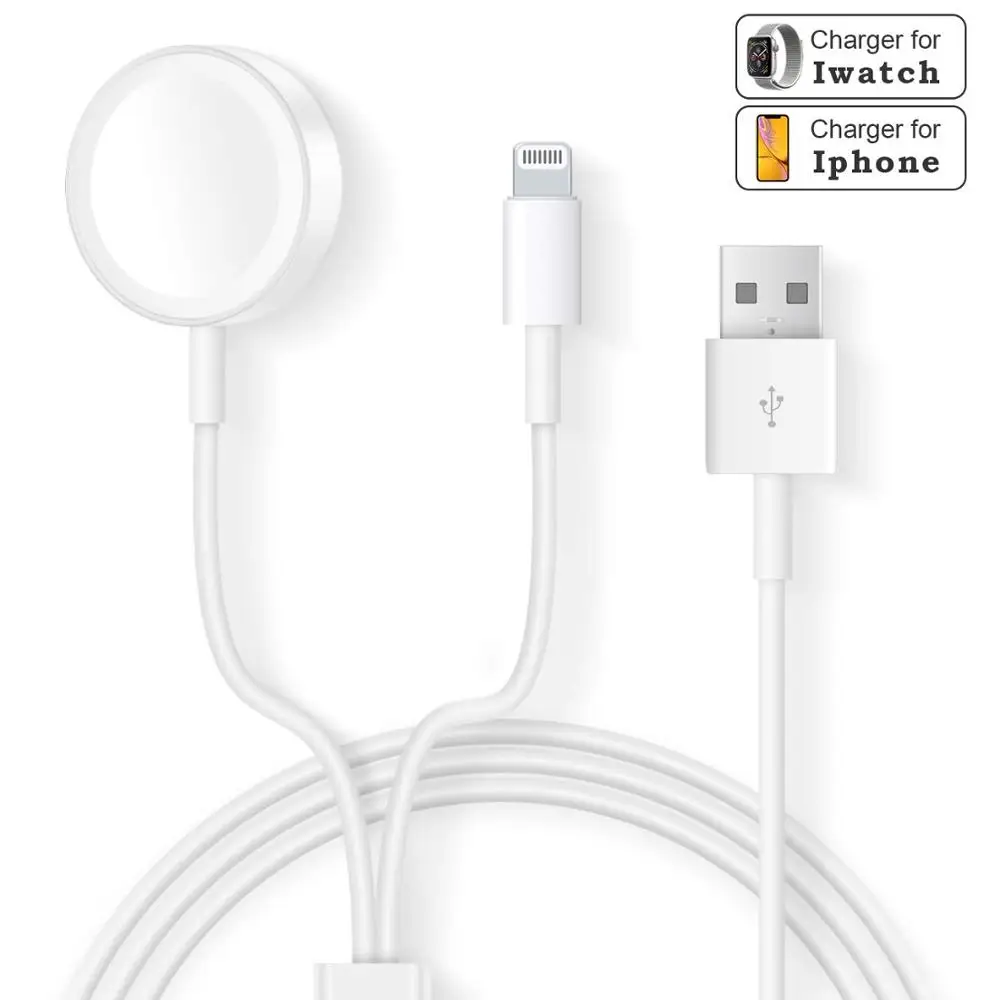 

Fanshu 2 in 1 Portable MFi Certified Magnetic Charging Cable Charger for Apple Watch 4/3/2/1 iPhoneXR/XS/XS Max/X/8/8Plus/7Plus