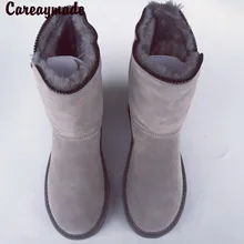 Careaymade/Новинка; зимние ботинки; женская обувь из овечьей шерсти; теплая кашемировая кожаная обувь; ботинки-бочонок из водонепроницаемого материала; 5 цветов