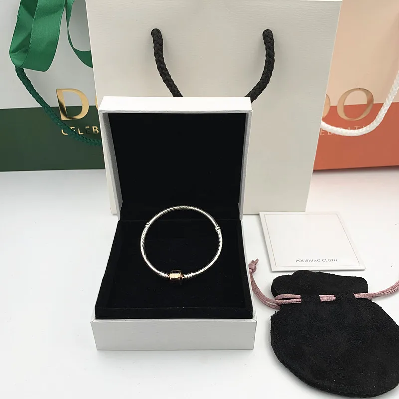 

2019 NEW Charm Engraved Pulseras 925 Silver Bangles jewelry braccialetto Moment pandoras Bracelet women Smooth Clasp