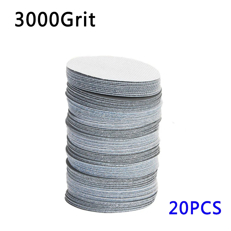 

20Pcs 75mm 3" 40~3000 Grit Discs Sanding Disk Polish Pads Sandpapers Plate Adhesive Loop Backing Cleaning Polishing Random color