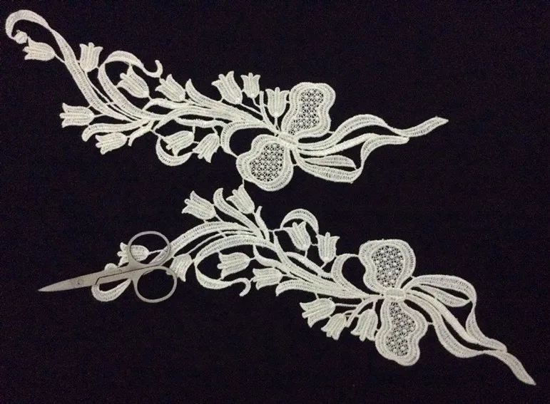 

30cm*7.5cm polyester embroidery mirrored applique,embroidery hair decoration patches,veil applique,XERY-BQ0923H