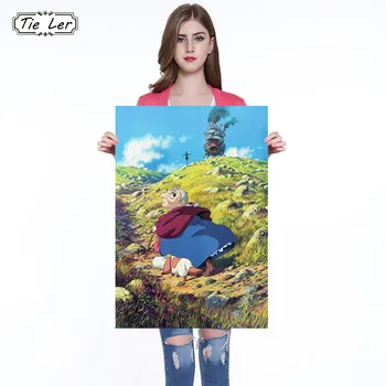 

Howl Moving Castle Kraft Paper Poster Vintage Nostalgic Classic Cartoon Comic Wall Sticker Home Decor Painting