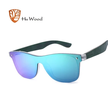 HU WOOD 2025 New Arrival Women Plastic Frame Sunglasses Wooden Earpieces Rectangle Shades UV400 Lens Sun Glasses For Men