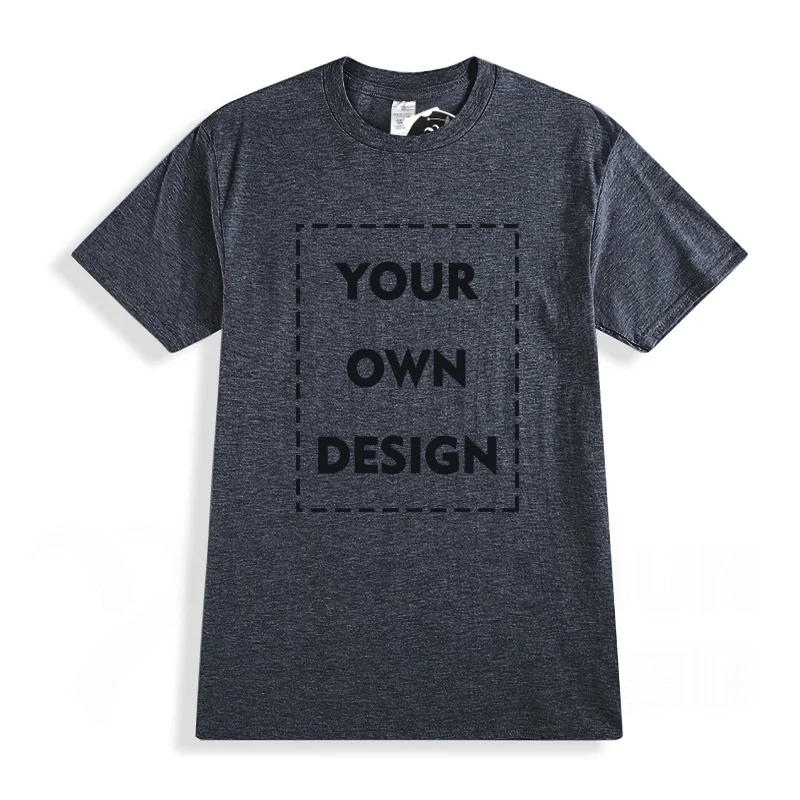 Ваш собственный дизайн логотип бренда/изображение Высокое качество Повседневная мужская и женская футболка унисекс размера плюс футболка - Цвет: Dark gray 2