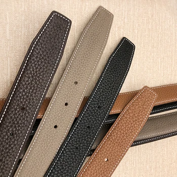 

2020 WITHOUT BUCKLE 3.2cm unisex new design for men women belt high quality cowskin genuine leather two sides free shipping