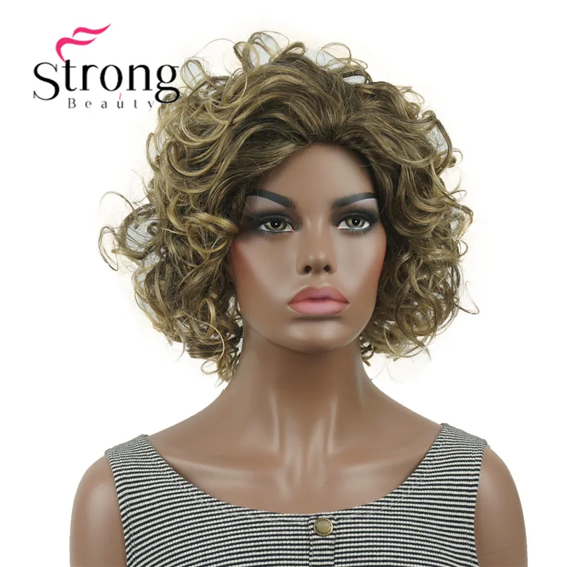 StrongBeauty короткие супер каштановые с завитками корень белым золотым наконечником