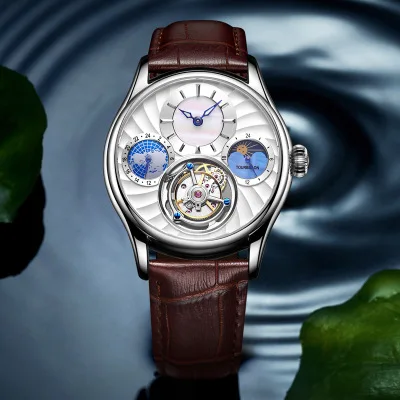 Новые индивидуальные роскошные мужские часы настоящий Турбийон Механические наручные мужские часы с кожаным ремешком водонепроницаемые мужские часы - Цвет: A7