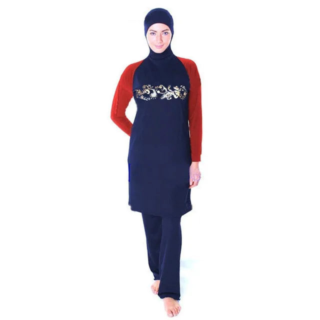 Мусульманский купальник высшего качества, Исламский купальник для женщин, хиджаб, скромное длинное платье, полный охват размера плюс, купальники - Цвет: Оранжевый