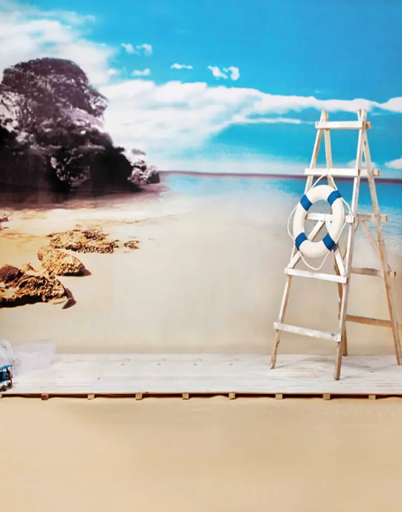 

5x7ft Sea Beach Ladder Reef Photography Backdrops Photo Props Studio Background