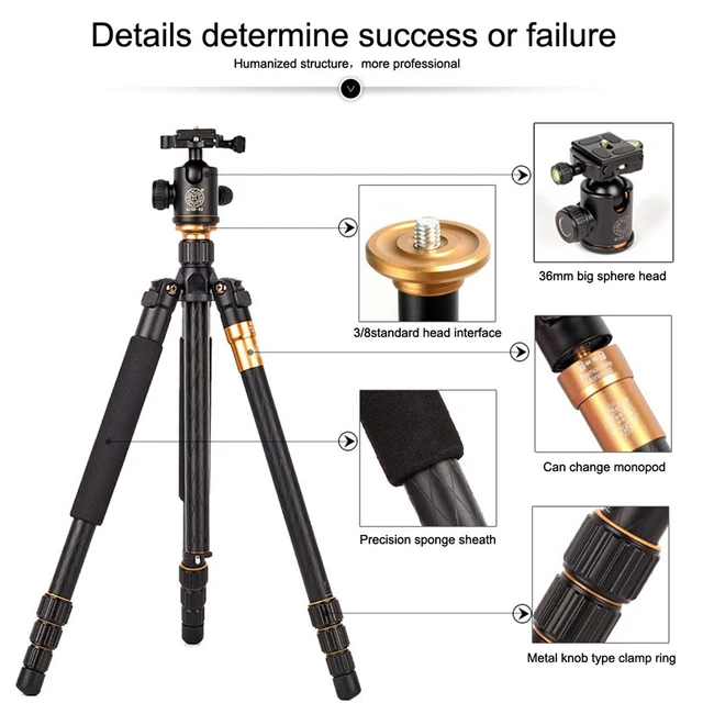QZSD Beike Q999 Magnesium Aluminium Alloy Tripod Professional Photographic Portable Stand Kit Monopod Ball head For DSLR Camera 2