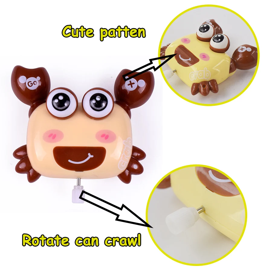 1Pcs Lovely Crab Wind Up Toy Random Color Cute Anime Clockwork Toys Colorful Crawling Crab for Kids Baby Classic Toy
