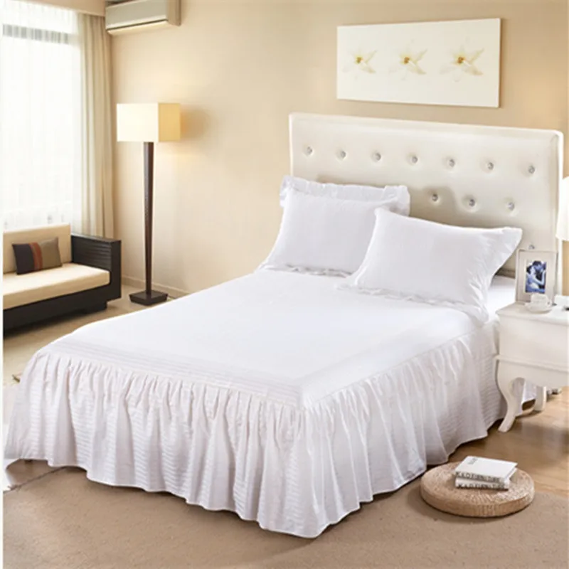 

Free shipping 100%cotton solid color ruffles bed skirt with bed surface tightness bed apron bed cover bedspread JEAN