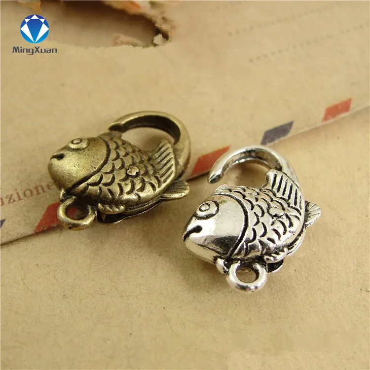 

10pcs/lot Antique Silver Fish Lobster Clasp Hooks For Necklace Bracelet Chain DIY Jewelry Accessory Findings 20*13MM