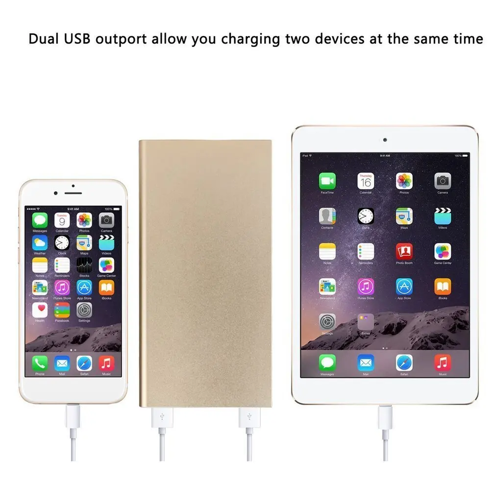 50000mAh Universal Power Bank 9.5mm Ultra-thin Dual USB Output Mobile Power Portable Battery Chargers Power Source Accessories
