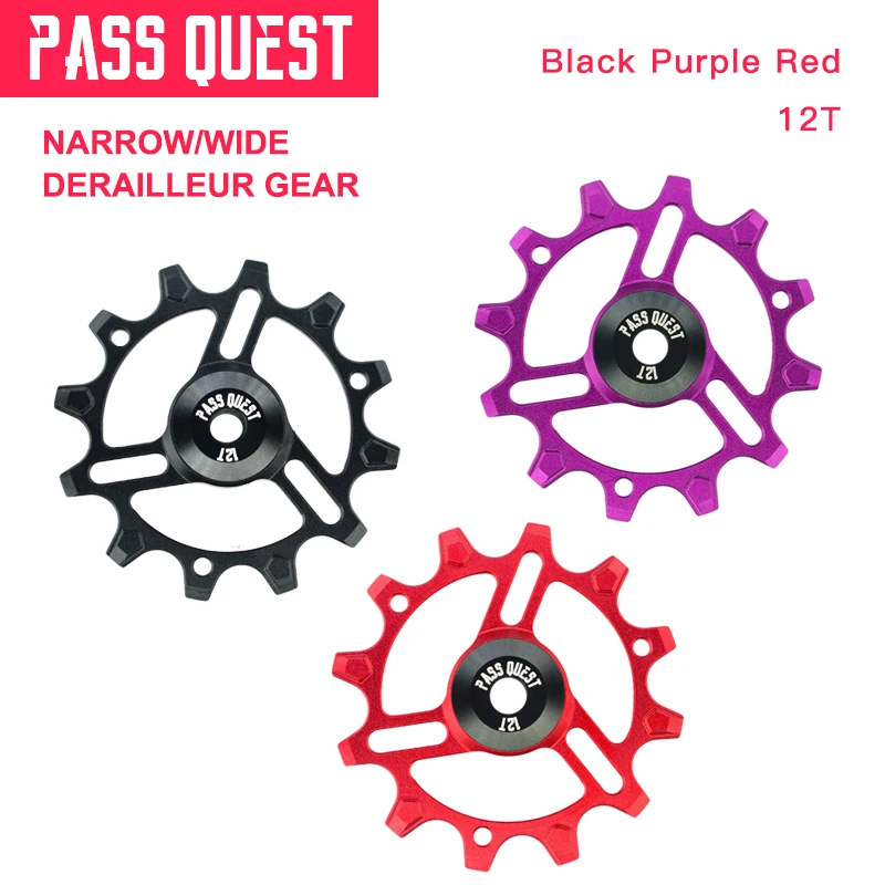 

PASS QUEST 12T MTB Bike bearing jockey wheels Mountain Aluminum bicycle rear derailleur pulleys For9-12 speed rear Derailleur