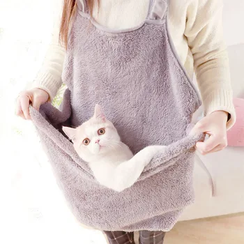 

Winter Warm Cat Sleeping Bag Holding Apron Pet Carrier Kangaroo Bag for Kitty Kitten Fleece Puppies Small Pets Holder Pouch