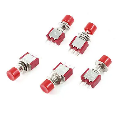 5pcs AC 250V 2A 120V 5A Momentary 1 NO NC SPDT Red Cap Push Button Switch | Обустройство дома