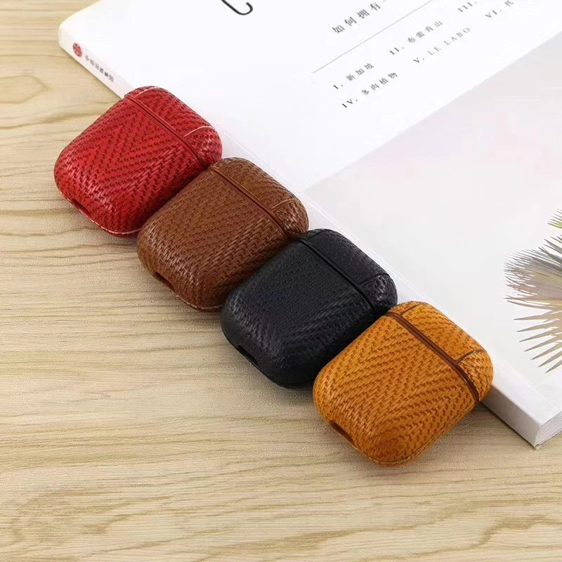 Leather PU Bluetooth Headset Cover For Airpods Apple Protection Case Business Wireless Earphone Leather Box Earbuds Bag Leather PU Bluetooth Headset Cover For Airpods Apple Protection Case Business Wireless Earphone Leather Box Earbuds Bag