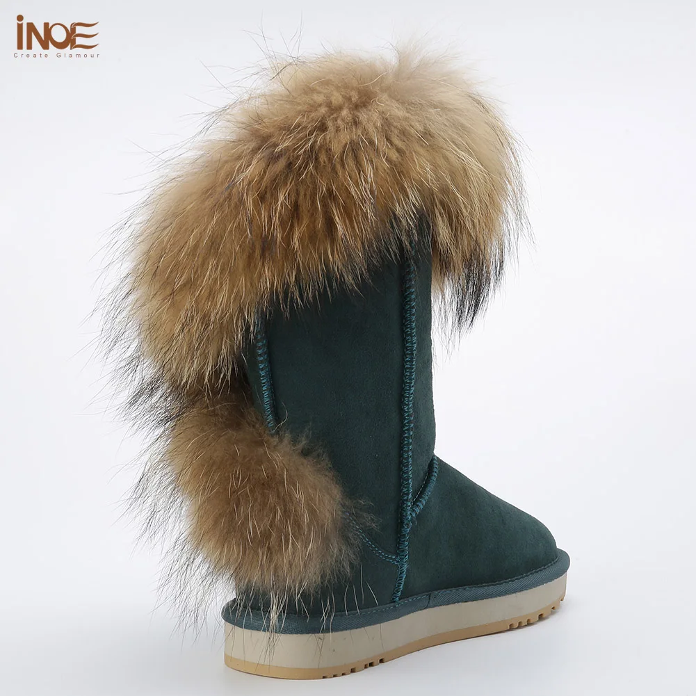 Alta chestnut Zorro Las Mujeres Piel Marrón De Negro Moda Inoe Botas Naturaleza Antideslizante black Sand Oveja Nieve Forrado Invierno Blue chocolate Cuero peacock Real No Sqx0wt05n