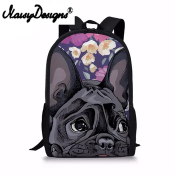 

Women Backpacks Bulldog 3D Printed Bookbags Canvas Backpack School Bag For Girls Rucksack Female Travel Back Pack Bags