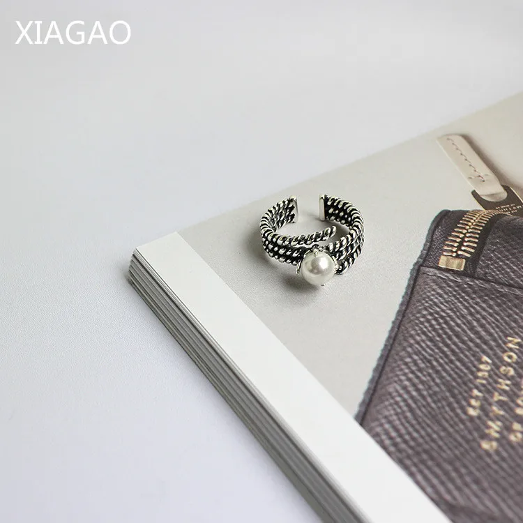 

XIAGAO Vinatge Silver Ring Female Pure 925 Sterling Silver Pearl Open Rings for Women Anel Wedding Party Jewelry Gift CNR227