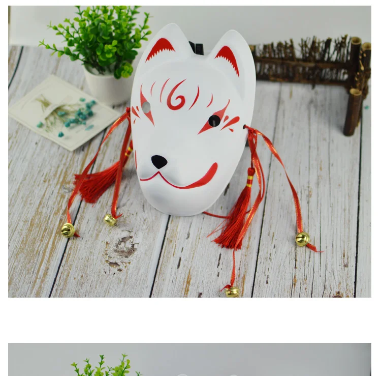 Full Face Hand-Painted Naruto Hatake Kakashi Anbu Red Japanese Kitsune Cosplay Fox Masks Halloween Cartoon Character Costumes