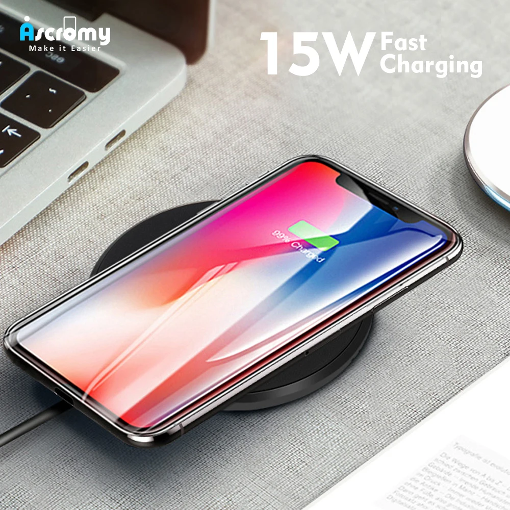 Ascromy 15 Вт Беспроводное зарядное устройство для huawei P20 mate 20 Pro mate RS Xiaomi samsung Galaxy S10 Plus S10E быстрое зарядное устройство индукция