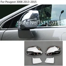 Coche ABS decoración cromada palo vista trasera espejo retrovisor lateral de vidrio cubierta de molduras de Marcos 2 uds para Peugeot 3008, 2013, 2014, 2015