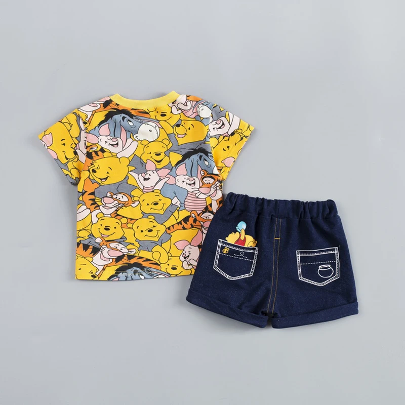 Лидер продаж, комплекты одежды для маленьких мальчиков Брендовая детская летняя одежда с рисунком медведя для мальчиков и девочек Детский комплект, хлопковая футболка+ короткие штаны