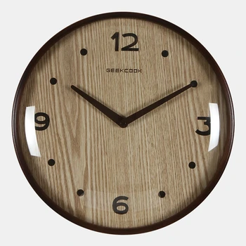 

Japanese Korean Wooden Retro Wall Clock Glass Watch Modern Design Mirror Wall Clock Round Vintage Reloj Pared Watch Home 50w128