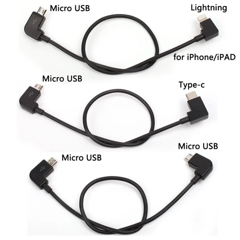 3pcs Micro USB Data Cable Line to Lighting/Type C/Micro USB For DJI