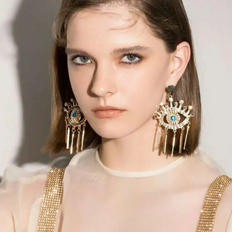 

New Style Ethnic Big Eyes Charm Drop Dangle Earrings for Women Fashion Jewelry Boho Maxi Collection Earrings Accessories