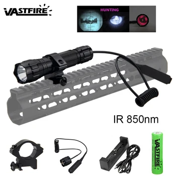 

IR 850nm LED Hunting Light Infrared Radiation Night Vision Tactical Weapon Rifle Gun under-barrel Flashlight 18650 USB Charger