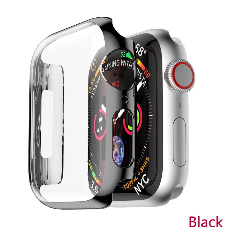 Защитный чехол для Apple Watch band 4 3 iwatch 42 мм 44 мм 38 40 мм ударопрочный корпус Защитная рамка аксессуары - Цвет ремешка: black