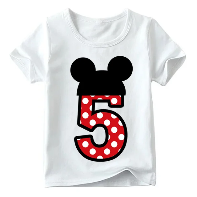 Baby Boys/Girls Happy Birthday Letter Bow Cute Print Clothes Children Funny T shirt,Kids Number 1-9 Birthday Present,ooo2416 White N