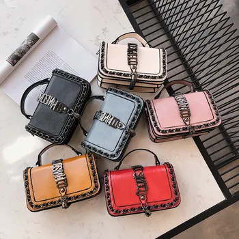 

JIULIN 2019 new leather three-dimensional small square chain letter magnetic buckle single shoulder oblique span women's bag