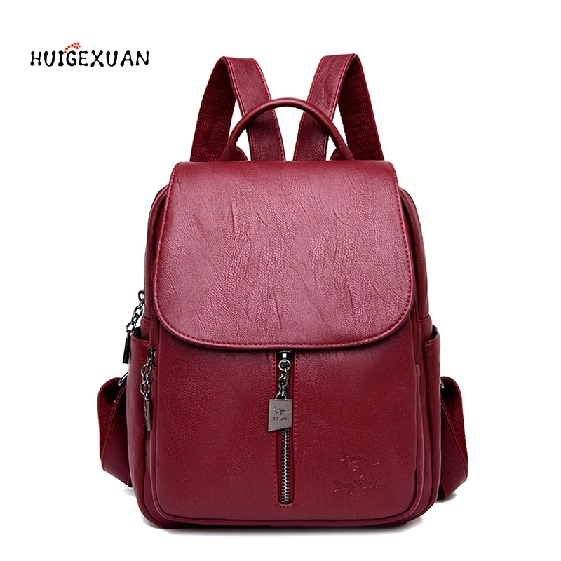 

Women Backpacks Campus Zipper Backpack Womens Simple Shoulder Bags Female College Schoolbag PU Leather Backpacks Travel Backpack
