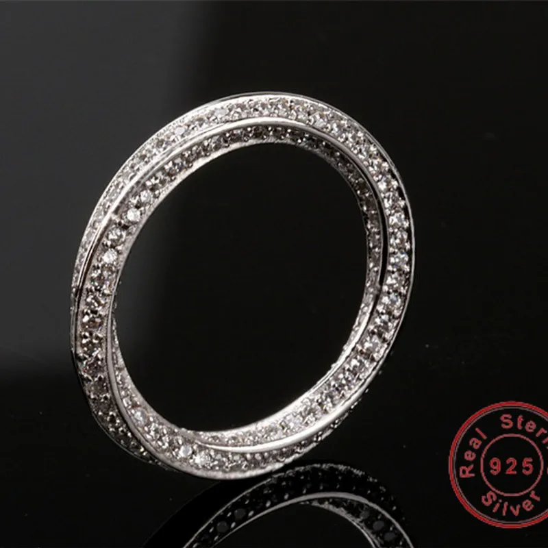 Настоящее кольцо вечности, роскошный полный камень, 5А, циркон, камень по месяцу рождения, 925 пробы, серебро, Женское Обручальное кольцо, обручальное кольцо, Sz 4-10, подарок
